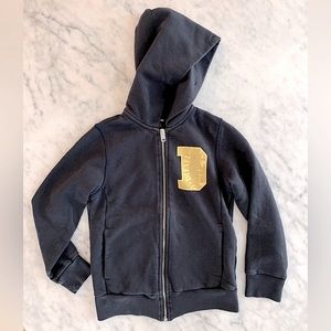 Diesel boys navy french terry hoodie with fluorescent yellow D logo size 8
